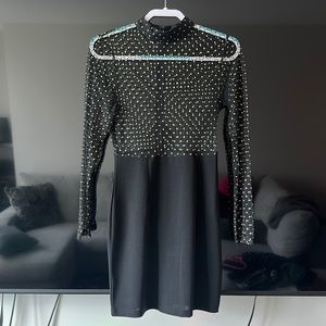 PLT Black mesh mini dress